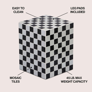 Callista 18" Modern Bohemian Ceramic Tiled Rectangle End Table